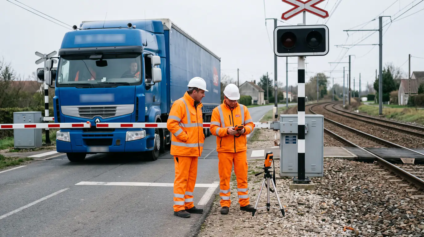 Chauffeur dans un camion dans un centre ferroviaire