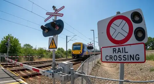 Équipe ferroviaire en réunion de sécurité avec équipements de protection