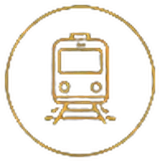 Icône train doré — le rail de demain