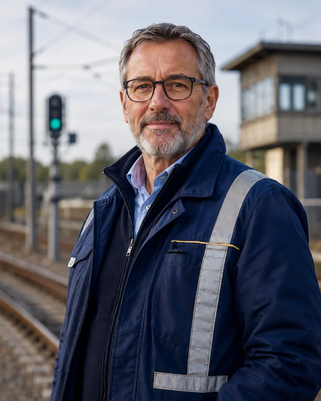 O. Klein, formateur référent SECUFER du Réseau Amynco, sur une emprise ferroviaire