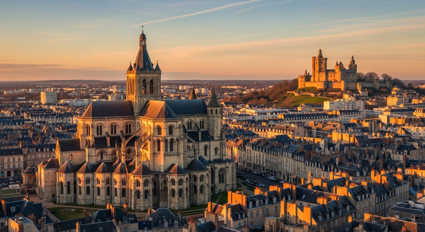 Vue panoramique de Caen avec l'Abbaye aux Hommes