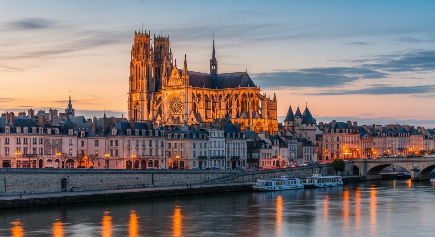 Vue panoramique d'Orléans avec la cathédrale Sainte-Croix