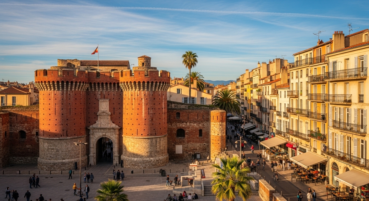 Vue panoramique de Perpignan avec le Castillet
